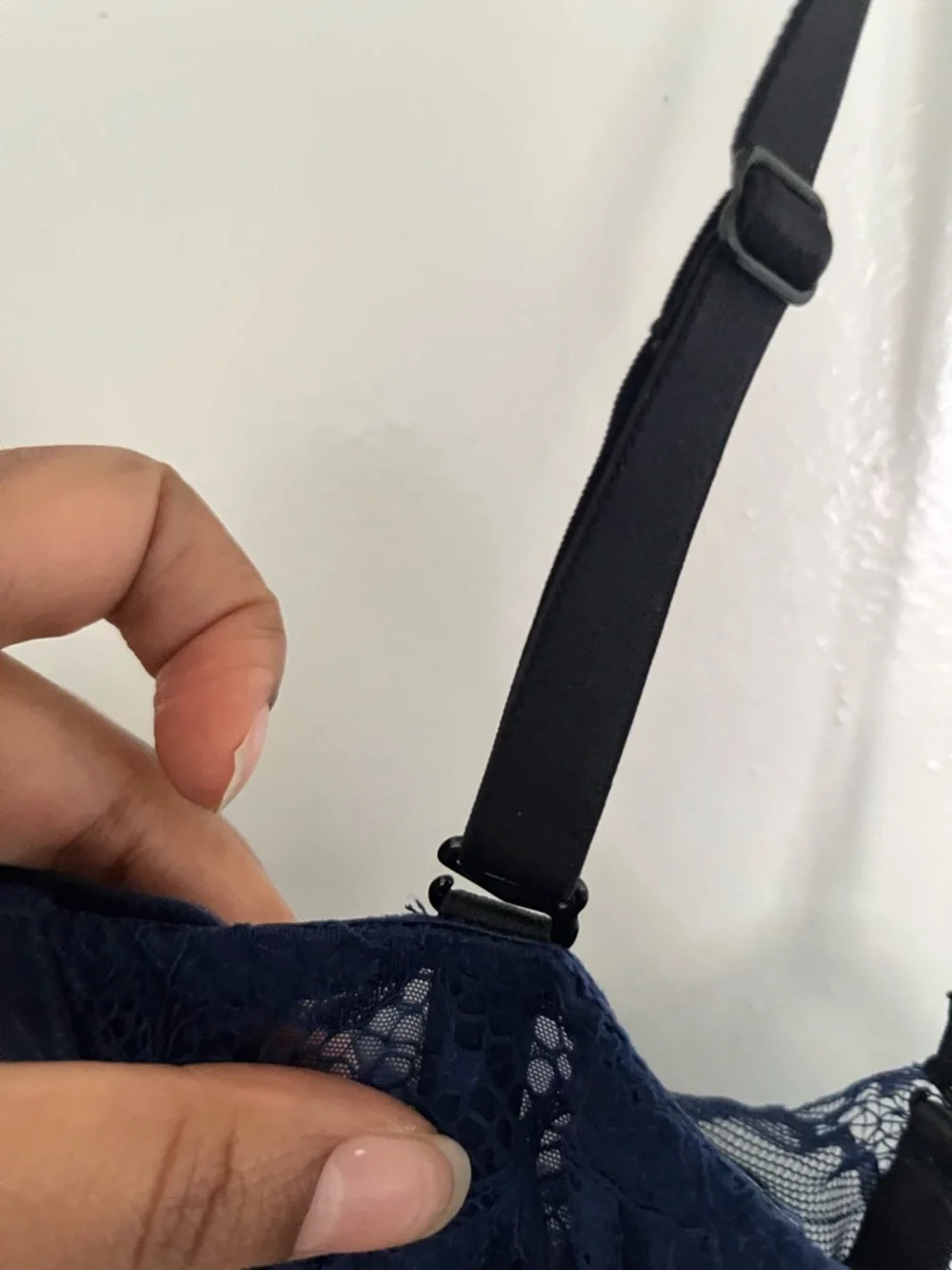 Adore Me Sheer Black Babydoll Chemise with Navy Lace Bust - Picture 10 of 10